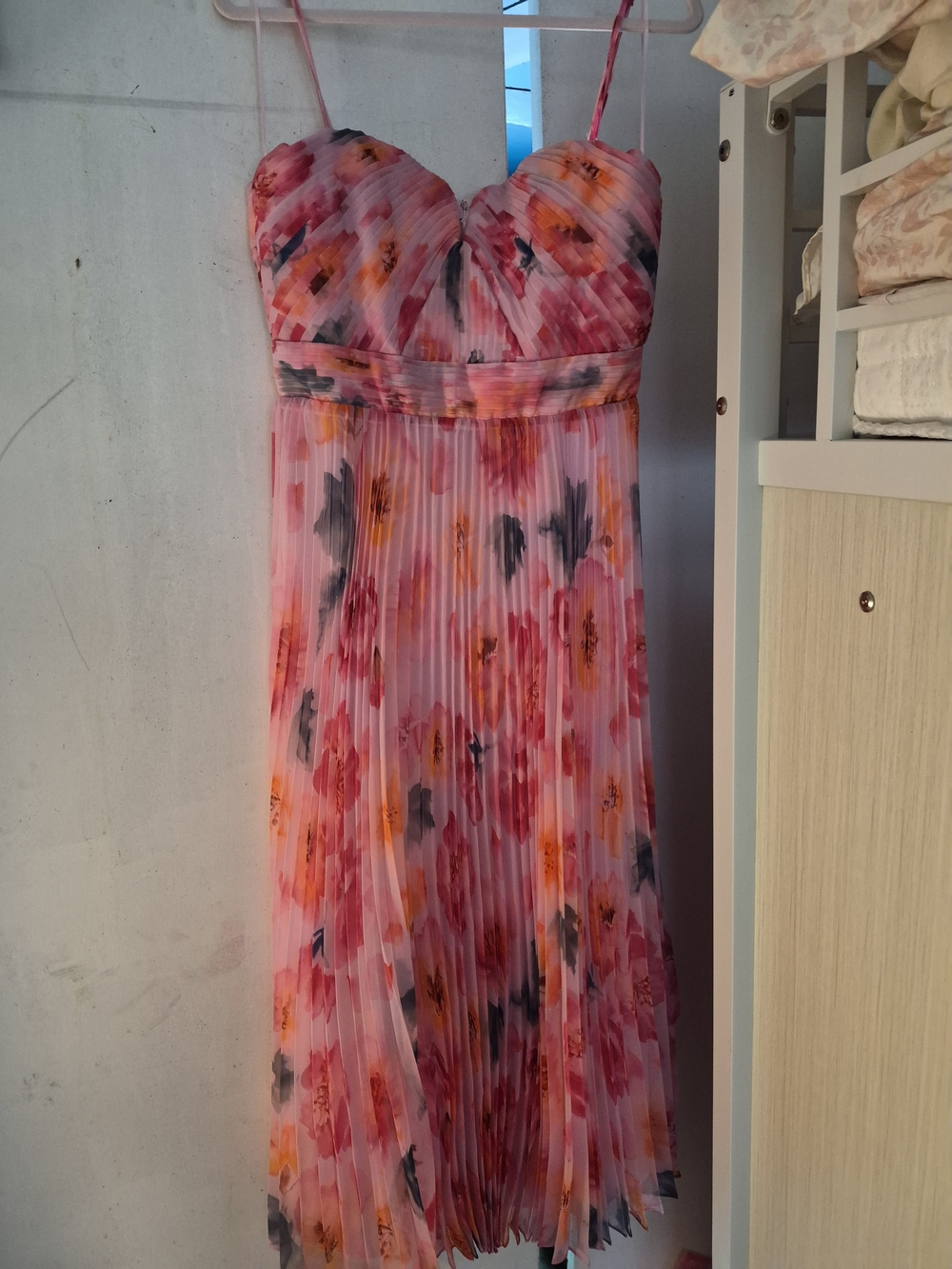 Astr Pink Floral Pleated Strapless Sundress